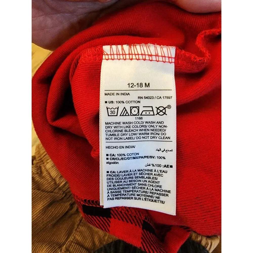 18M Lot of 4 Player 3 Has Entered The Game, Red Buffalo Plaid, Body Suits, Pants